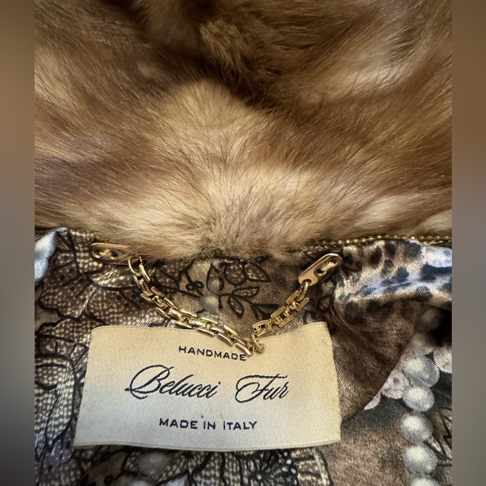 Luxurious Italian Baluchi Tan Mink and sable fur hood jacket coat - Picture 13 of 17